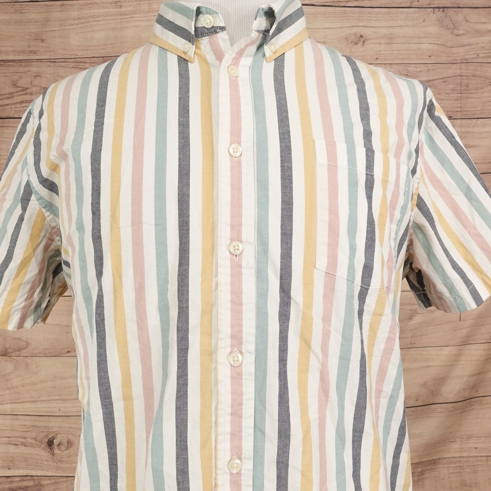 Goodfellow & Co Shirt Mens XL Multicolor Stripe Short Sleeve Button-Up Stretch
